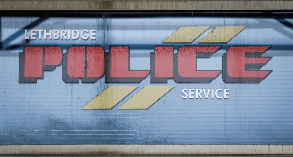 A sign on Lethbridge Police Service headquarters is pictured in Lethbridge, Alta., on Tuesday, April 16, 2024. THE CANADIAN PRESS/Jeff McIntosh