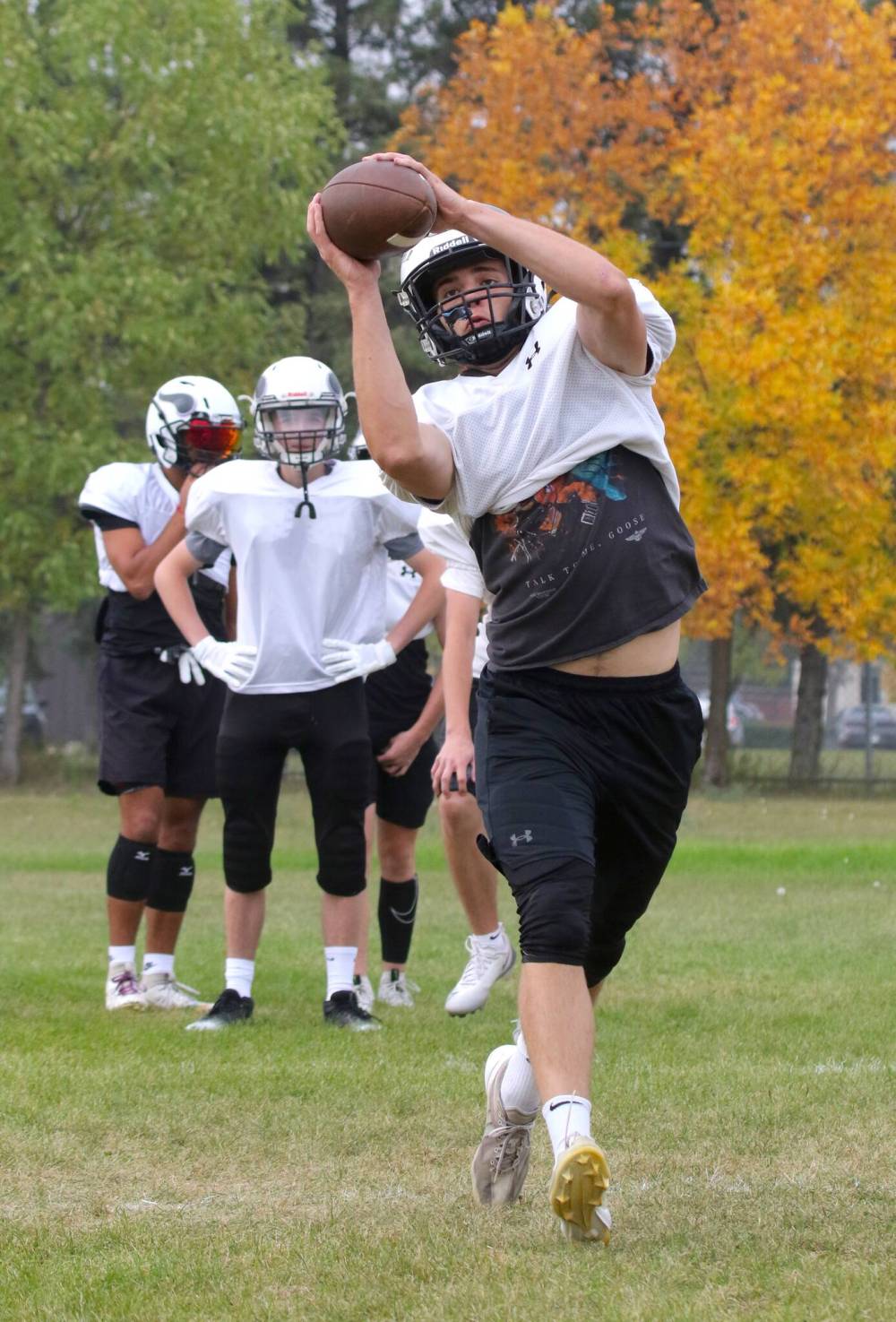 Senior slotback Logan Van Santen is the primary weapon in the Vikings’ offence this season. (Thomas Friesen/The Brandon Sun)