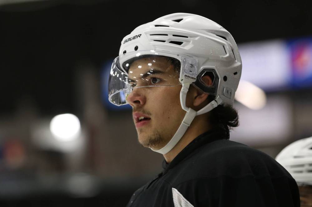 Max Lavoie, shown during Brandon Wheat Kings practice at Assiniboine Credit Union Place on Thursday, is hoping to make the jump to the Western Hockey League this fall, which would allow him to play at his third level of junior hockey in the last three seasons. (Perry Bergson/The Brandon Sun)
Sept. 6, 2025