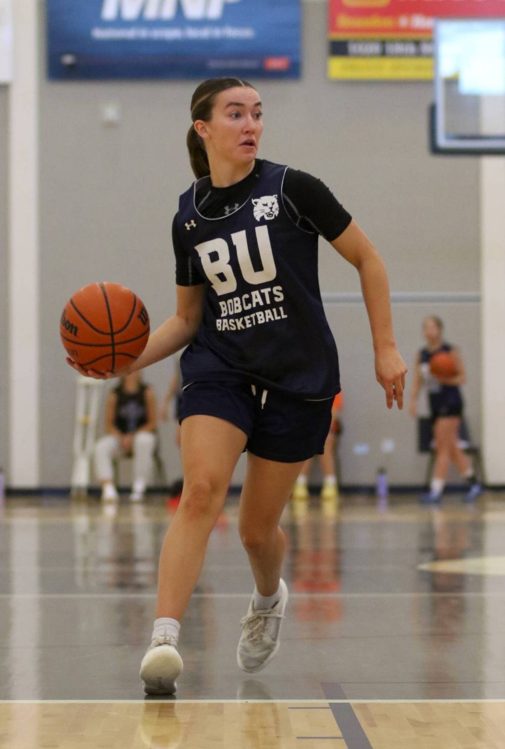 Taya Clark drives during Bobcats women’s basketball practice on Tuesday. (Thomas Friesen/The Brandon Sun)