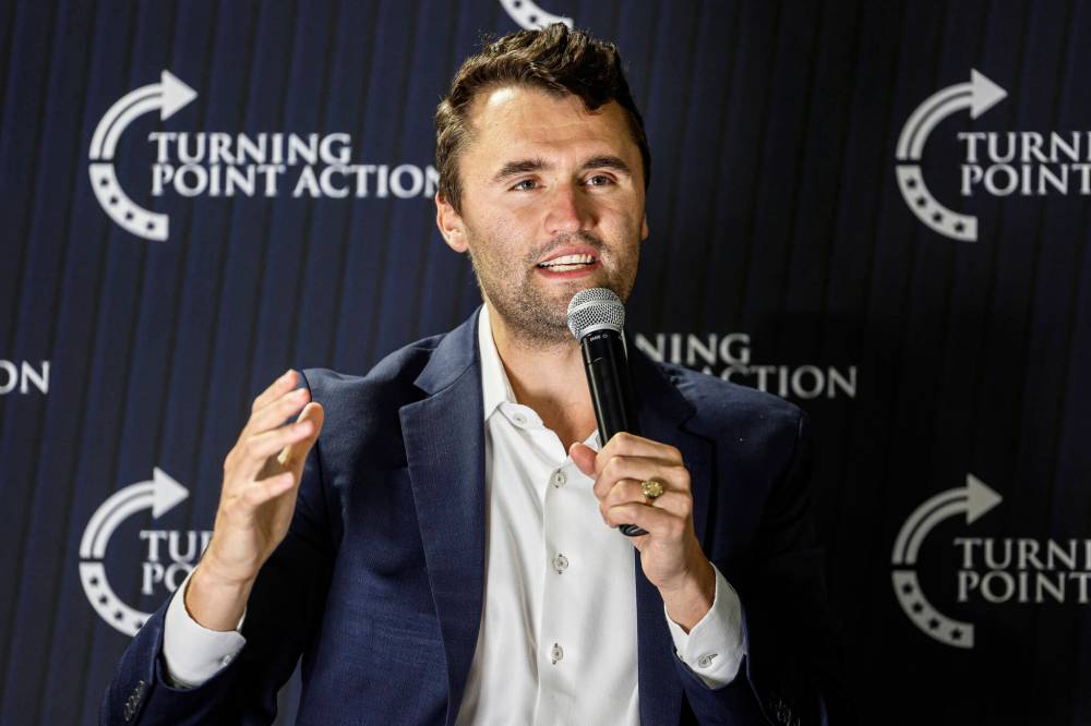 Charlie Kirk speaks during a town hall meeting in Oconomowoc, Wis., in March 2025. Kirk was shot and killed Wednesday during an appearance on a university campus in Utah. (The Associated Press files)