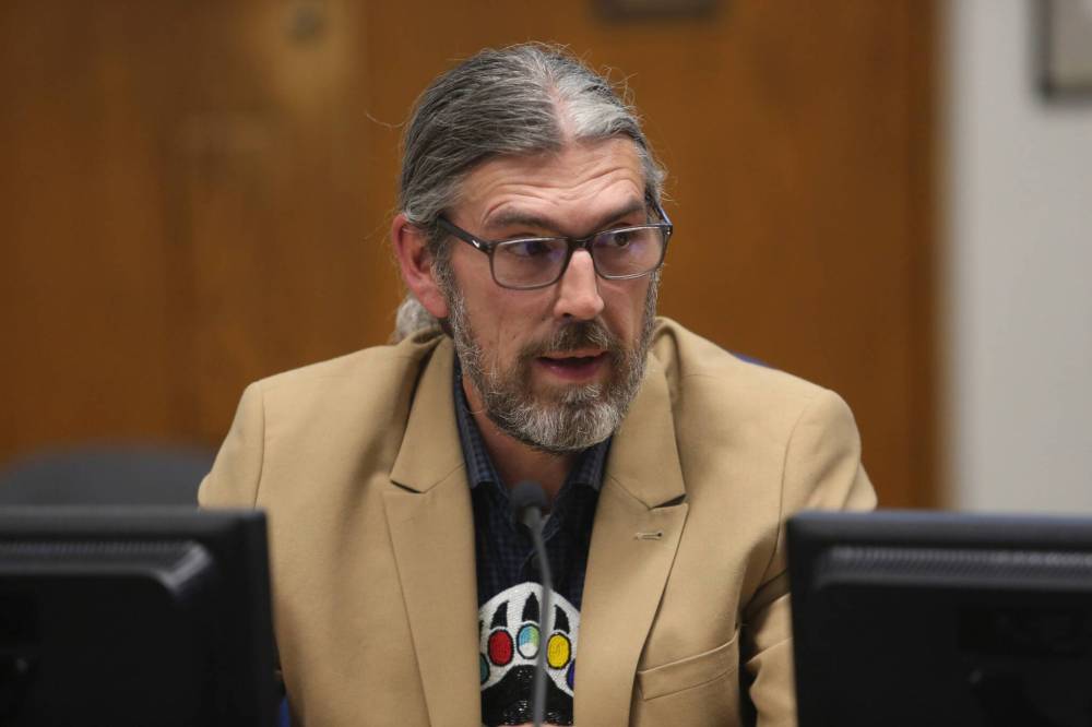 City of Brandon Coun. Kris Desjarlais (Ward 2) speaks at a city council meeting earlier this month. (Alex Lambert/The Brandon Sun)