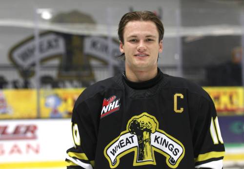 Caleb Hadland was named the new captain of the Brandon Wheat Kings last week, fulfilling the prophecy that came when he was drafted by the Western Hockey League club in 2021. (Perry Bergson/The Brandon Sun)
