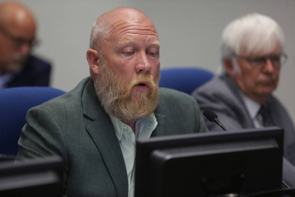 Coun. Tyson Tame (Ward 10) speaks during a city council meeting on Sept. 2. (Photos by Alex Lambert/The Brandon Sun)