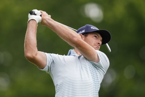 Canadian Drew Nesbitt tees off on the ninth hole during the first round of the Canadian Open in Toronto on Thursday, June 8, 2023. THE CANADIAN PRESS/Andrew Lahodynskyj