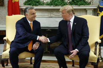 FILE - President Donald Trump meets with Hungarian Prime Minister Viktor Orbán in the Oval Office of the White House, May 13, 2019, in Washington. (AP Photo/Evan Vucci, File)