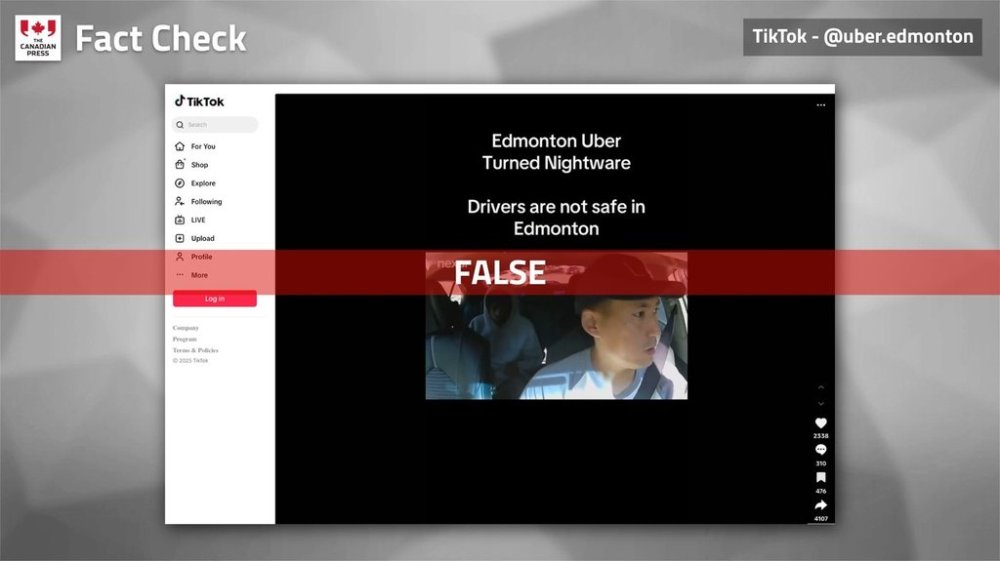 A video shared on social media claims to show an Edmonton Uber driver held at gunpoint by two passengers who violently try to remove the driver from the car. While a caption on the video says