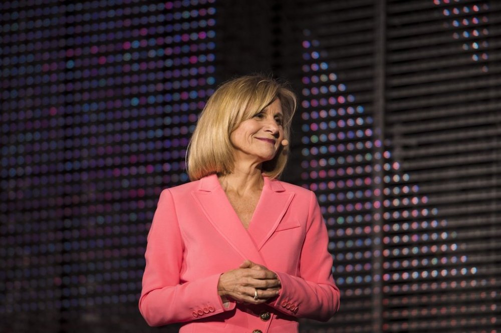 Barb Williams, head of English-language services at CBC, speaks during the CBC's annual upfront presentation at The Mattamy Athletic Centre in Toronto, Wednesday, May 29, 2019. THE CANADIAN PRESS/Tijana Martin