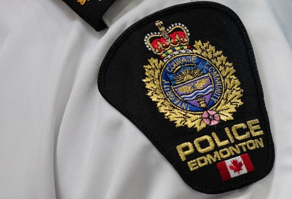 An Edmonton Police Service shoulder badge in Edmonton on Tuesday, Aug. 1, 2023. THE CANADIAN PRESS/Jason Franson