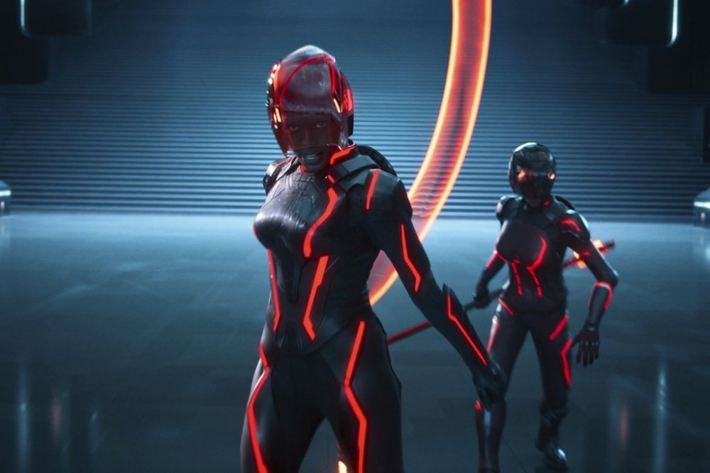 This image released by Disney shows Jodie Turner-Smith, center, in a scene from