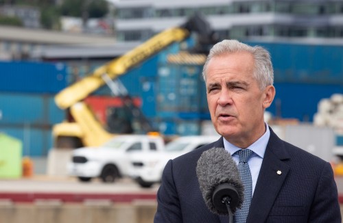 Prime Minister Mark Carney speaks during an announcement regarding federal assistance at the Newdock Shipyard in St. John's on Sept. 8. (The Canadian Press files)