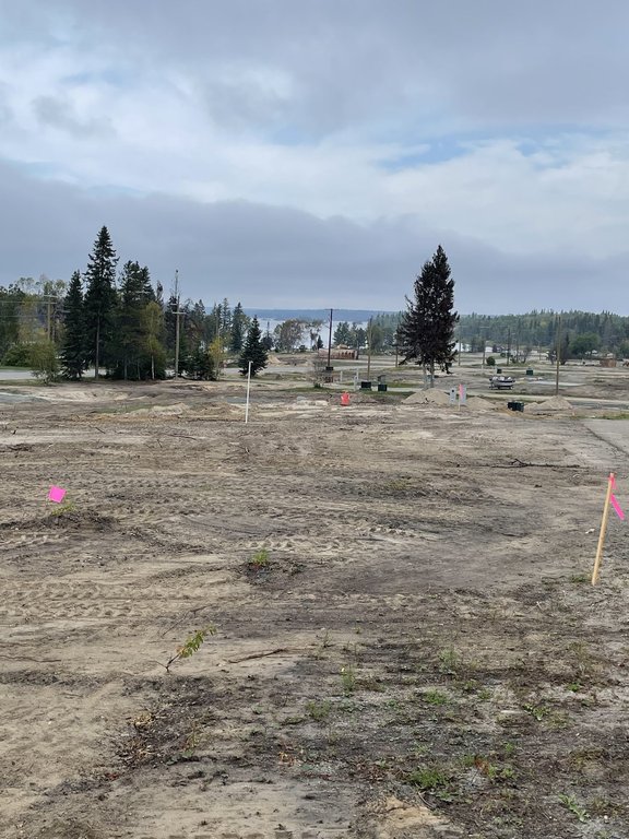 Denare Beach, Sask., is pictured in this Sept. 15, 2025, handout photo showing a flattened area where homes once stood. A wildfire in June tore through the community of 700 people, burning down about half the village. THE CANADIAN PRESS/Handout - Karen Thomson (Mandatory Credit)