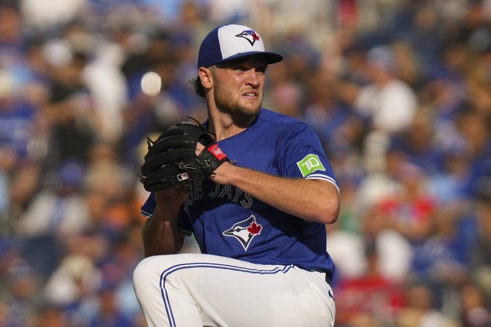 Toronto Blue Jays pitcher Trey Yesavage (39) works against the Tampa Bay Rays during fifth inning MLB baseball action in Toronto on Saturday September 27, 2025. THE CANADIAN PRESS/Chris Young