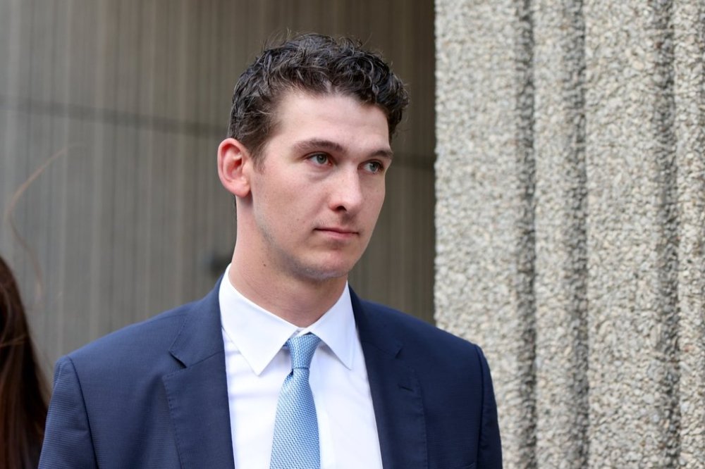 Cal Foote leaves the London Courthouse in London, Ont., Thursday, July 24, 2025. THE CANADIAN PRESS/Nicole Osborne