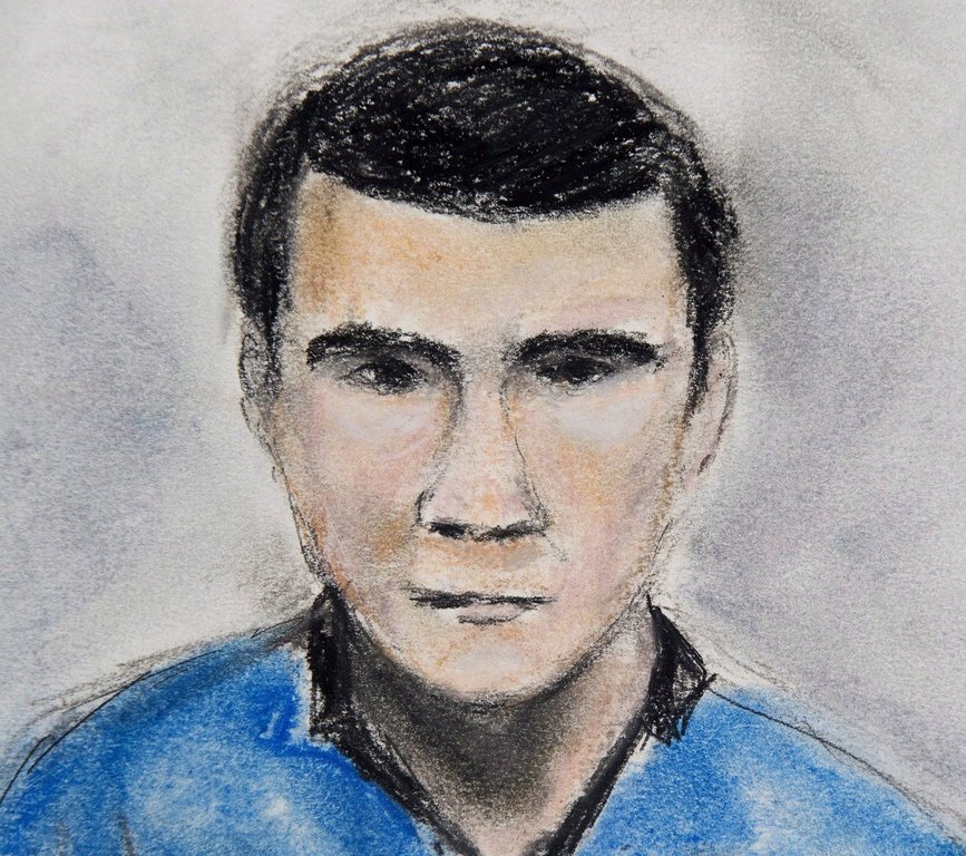 Matthew de Grood appears in a Calgary court on Tuesday, April 22, 2014 in this courtroom sketch. THE CANADIAN PRESS/Janice Fletcher