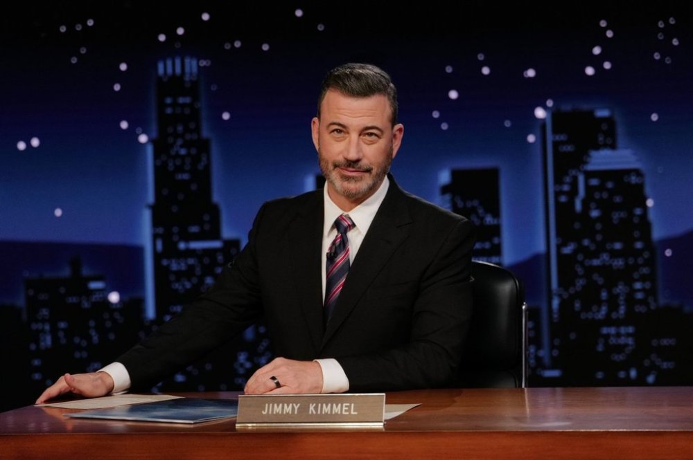 This image released by Disney shows Jimmy Kimmel hosting his late night show