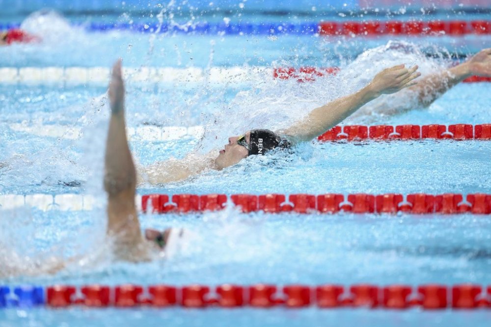 Canada's Nicholas Bennett competes in the men's 200 m. Individual medley SM14 at the 2024 Paralympics, Wednesday, Sept. 4, 2024, in Paris, France. (AP Photo/Jackson Ranger)