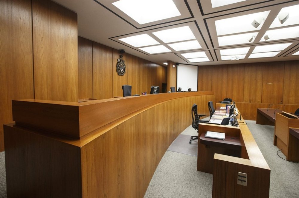 A courtroom is seen at the Edmonton Law Courts building in Edmonton on June 28, 2019. THE CANADIAN PRESS/Jason Franson