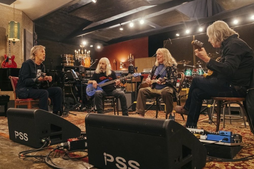 This image released by Bleecker Street shows, from left, Paul McCartney, Harry Shearer, Michael McKean and Christopher Guest in a scene from