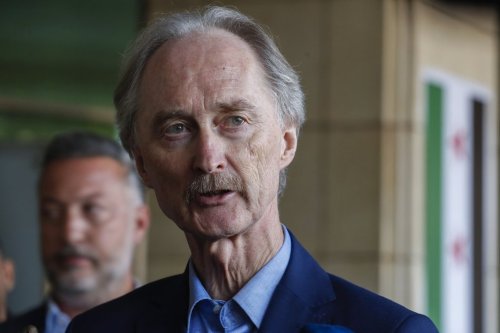FILE - Geir Pedersen, the United Nations' special envoy to Syria, speaks to journalists in Damascus, Syria, Dec. 18, 2024. (AP Photo/Omar Sanadiki, File)