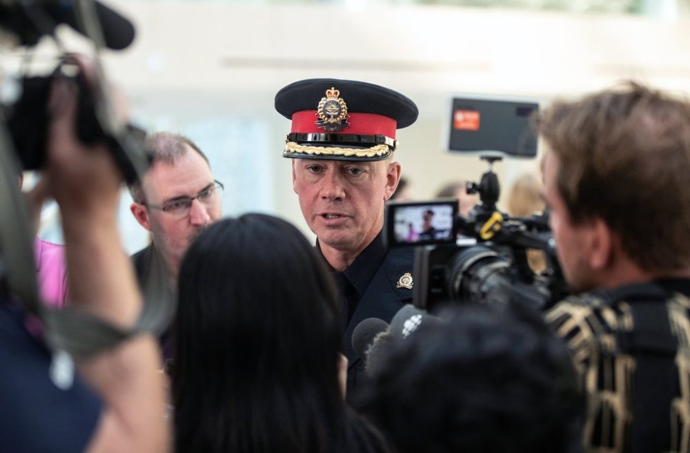 New Edmonton Chief of Police Warren Driechel speaks during a press conference in Edmonton, Friday, Sept. 19, 2025. THE CANADIAN PRESS/Jason Franson