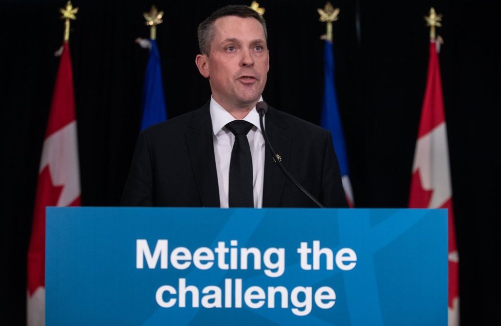 Alberta Finance Minister Nate Horner presents the Alberta 2025 budget in Edmonton, Thursday, Feb. 27, 2025. THE CANADIAN PRESS/Jason Franson