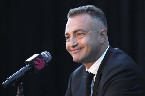 Head Coach Darko Rajaković speaks to the media at the Toronto Raptors media day in Toronto on Monday, Sept. 29, 2025. THE CANADIAN PRESS/Chris Young