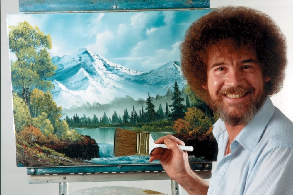 This undated image shows artist Bob Ross, host of the series “The Joy of Painting.” (Bob Ross Inc. via AP)