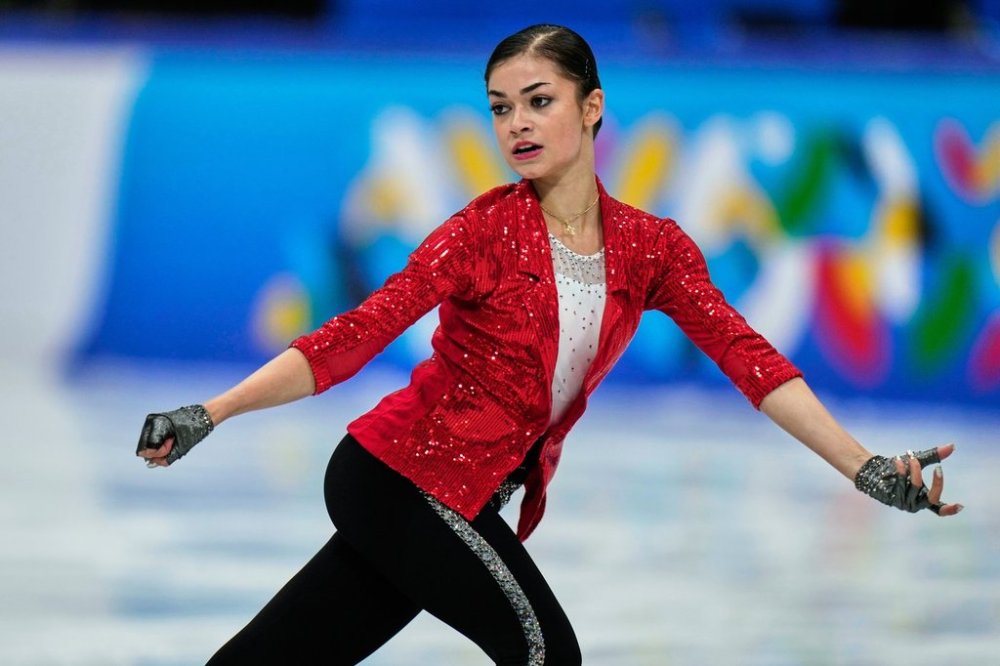 Adeliia Petrosian of Russia, competing as a neutral athlete, performs during the Women short program at the ISU Skate to Milano figure skating qualifier 2025, in Beijing, China, Friday, Sept. 19, 2025. (AP Photo/Mahesh Kumar A.)