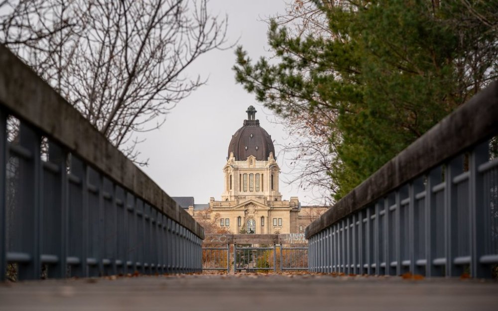 The Saskatchewan Legislative Building can be seen from Trafalgar Overlook in Regina, Thursday, Oct. 24, 2024. THE CANADIAN PRESS/Heywood Yu