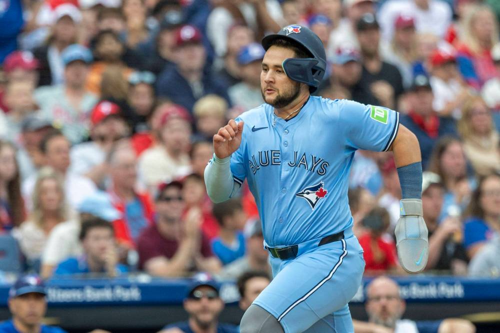 Toronto Blue Jays’ Bo Bichette in action during a baseball game against the Philadelphia Phillies on June 14 in Philadelphia. Bichette was injured in early September, but is expected to be back for the playoffs. (The Associated Press)