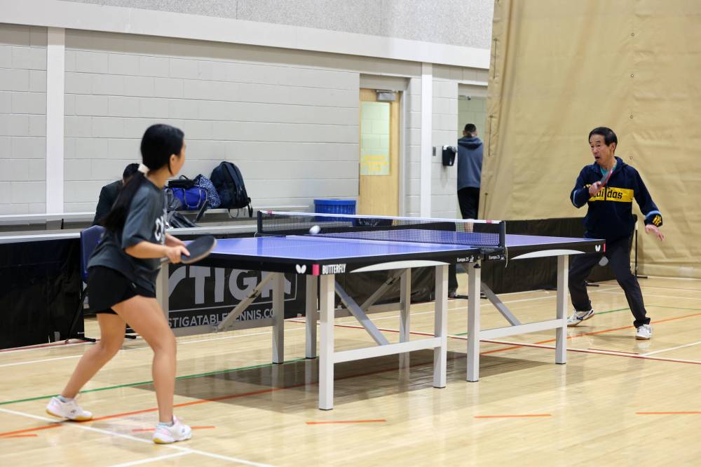 More than 50 table tennis players of various ages gathered at Brandon University’s Healthy Living Centre to compete in last year’s Manitoba Table Tennis Association’s MBLL Assiniboine Open. The event returns to the HLC this weekend. (Colin Slark/The Brandon Sun files)