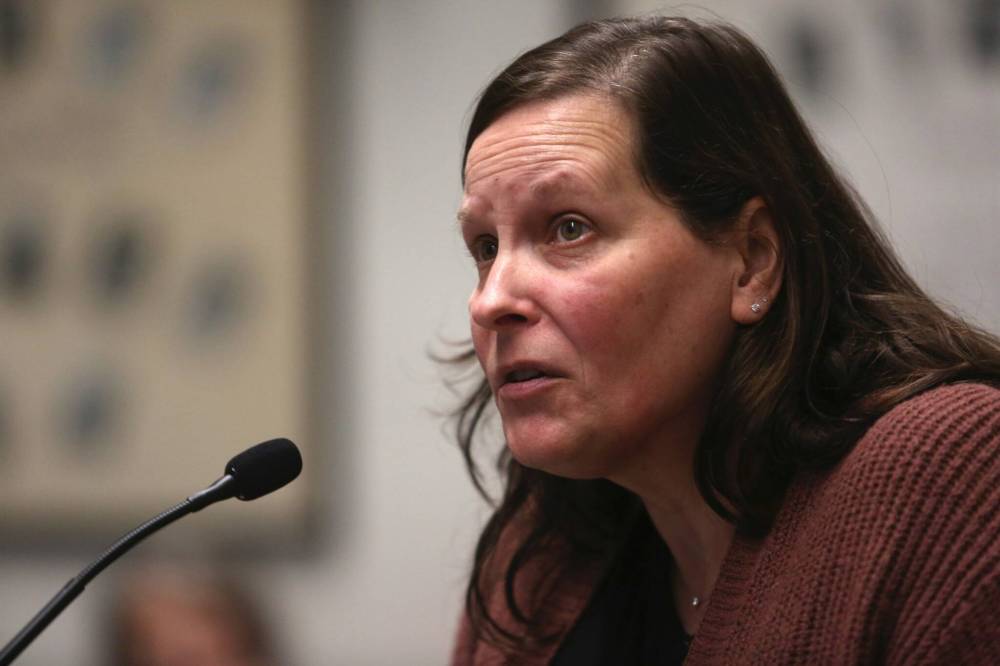 Pam Richardson, the City of Brandon’s director of public works, fields questions from councillors at Monday’s council meeting. (Alex Lambert/The Brandon Sun)