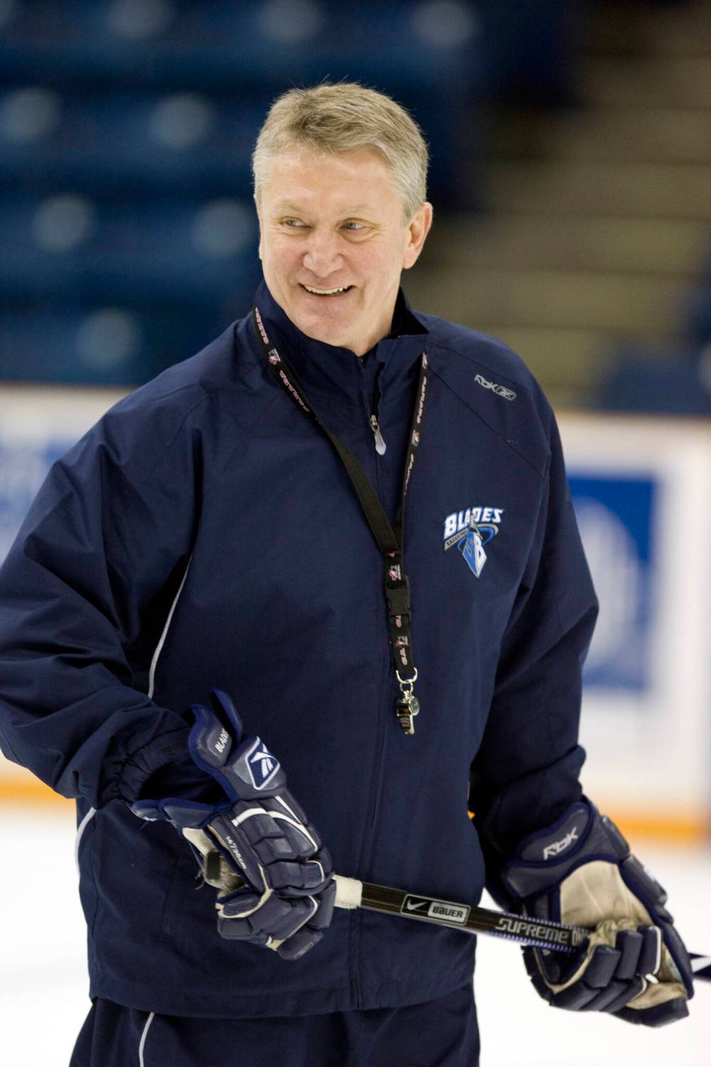 Lorne Molleken, head coach of the Saskatoon Blades, watches over the team in practice on March 19, 2009 before the start of the Western Hockey League playoffs. (Greg Pender/Saskatoon Star-Phoenix)