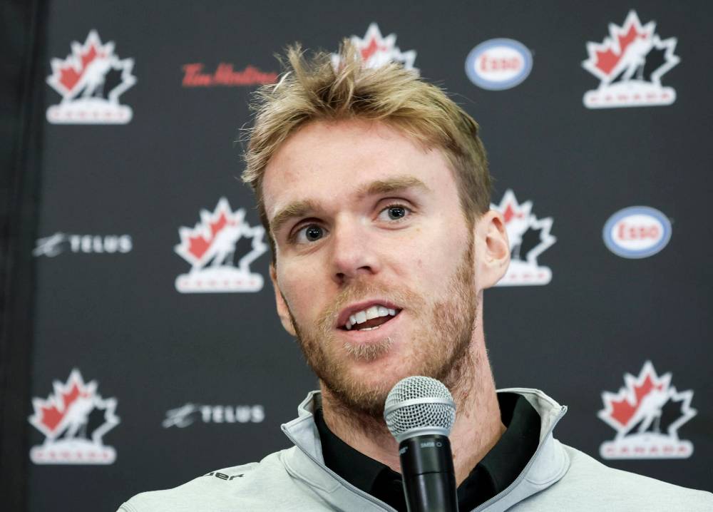 Connor McDavid speaks to the media at Hockey Canada’s National Teams orientation camp in Calgary on Aug. 27. Bruce Penton explains why McDavid’s re-signing with the Edmonton Oilers is a good deal for the team. (The Canadian Press)