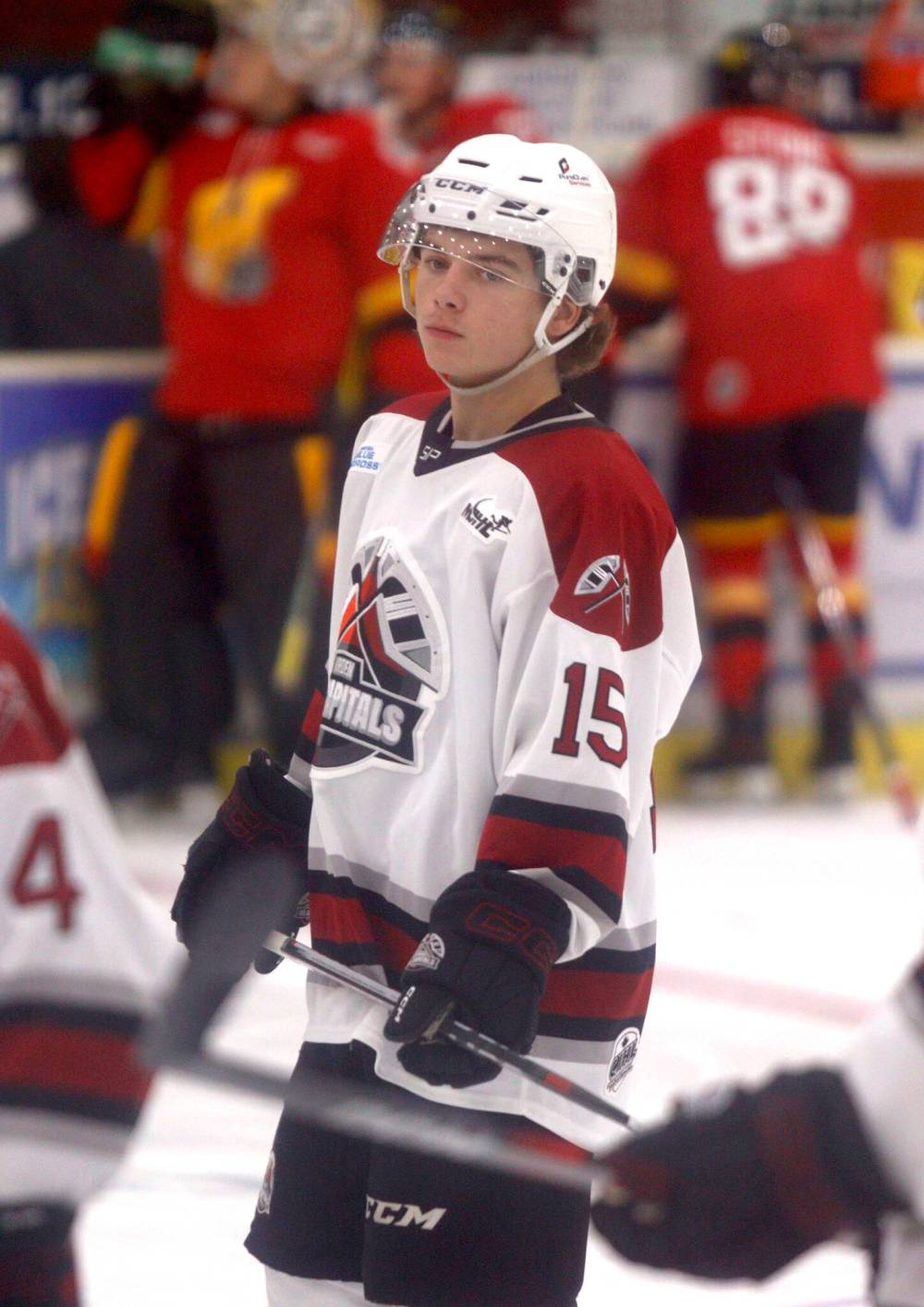 Virden Oil Capitals forward Bryan Laing warms up prior to his club’s home opener against the Waywayseecappo Wolverines at Tundra Oil & Gas Place on Saturday, Sept. 20. (Massimo De Luca-Taronno/The Brandon Sun)