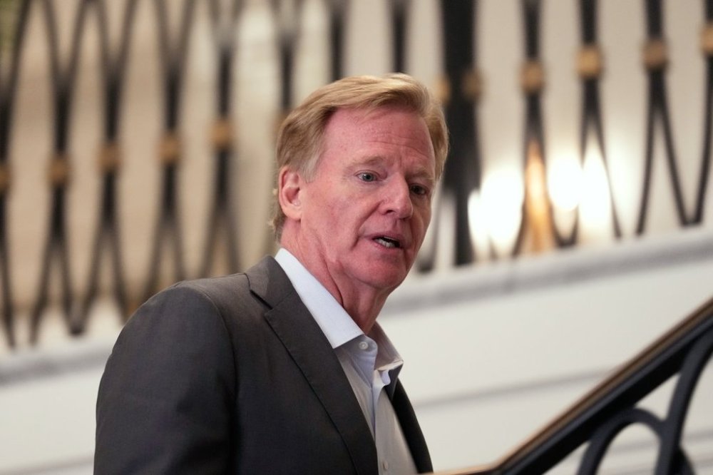 NFL commissioner Roger Goodell arrives for NFL owners meetings in New York, Tuesday, Oct. 21, 2025. (AP Photo/Seth Wenig)