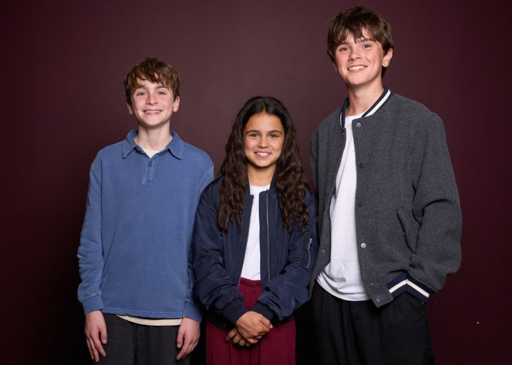 Max Lester, from left, Arabella Stanton and Frankie Treadaway pose for a portrait to promote the Audible