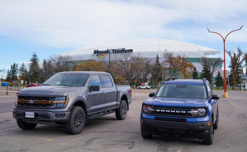 Vehicles are seen parked outside of Mosaic Stadium in Regina, on Monday, Oct. 27, 2025. THE CANADIAN PRESS/Heywood Yu