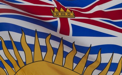 British Columbia's provincial flag flies on a flagpole in Ottawa on July 3, 2020. THE CANADIAN PRESS/Adrian Wyld