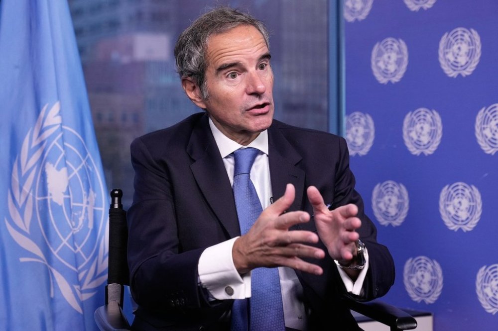 International Atomic Energy Agency Director General Rafael Grossi is interviewed at United Nations headquarters, Wednesday, Oct., 29, 2025. (AP Photo/Richard Drew)