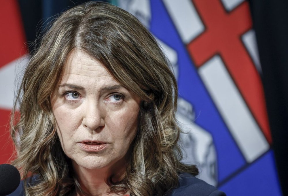 Alberta Premier Danielle Smith provides an update on teacher bargaining in Calgary, on Friday, Oct. 17, 2025. THE CANADIAN PRESS/Jeff McIntosh