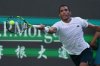 Felix Auger-Aliassime of Canada returns a forehand shot from Arthur Rinderknech of France during their men's singles quarterfinal match of the Shanghai Masters tennis tournament at Qizhong Forest Sports City Tennis Center, in Shanghai, China, Friday, Oct. 10, 2025. (AP Photo/Andy Wong)