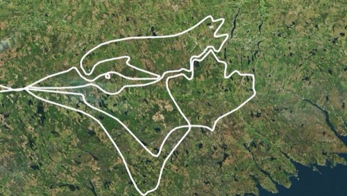 Halifax pilot Dimitri Neonakis showed his Blue Jays pride during the American League Championship Series by sketching the team’s logo across the sky using his flight path, shown in this screengrab from his Facebook account, on Friday, Oct. 17, 2025. THE CANADIAN PRESS/Handout - Facebook, Dimitri Neonakis (Mandatory Credit)