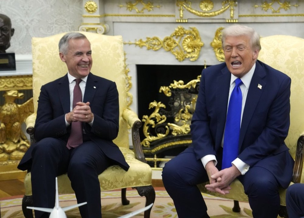 Prime Minister Mark Carney and U.S. President Donald Trump hold a press conference at the White House in Washington, D.C., Tuesday, Oct. 7, 2025. THE CANADIAN PRESS/Adrian Wyld