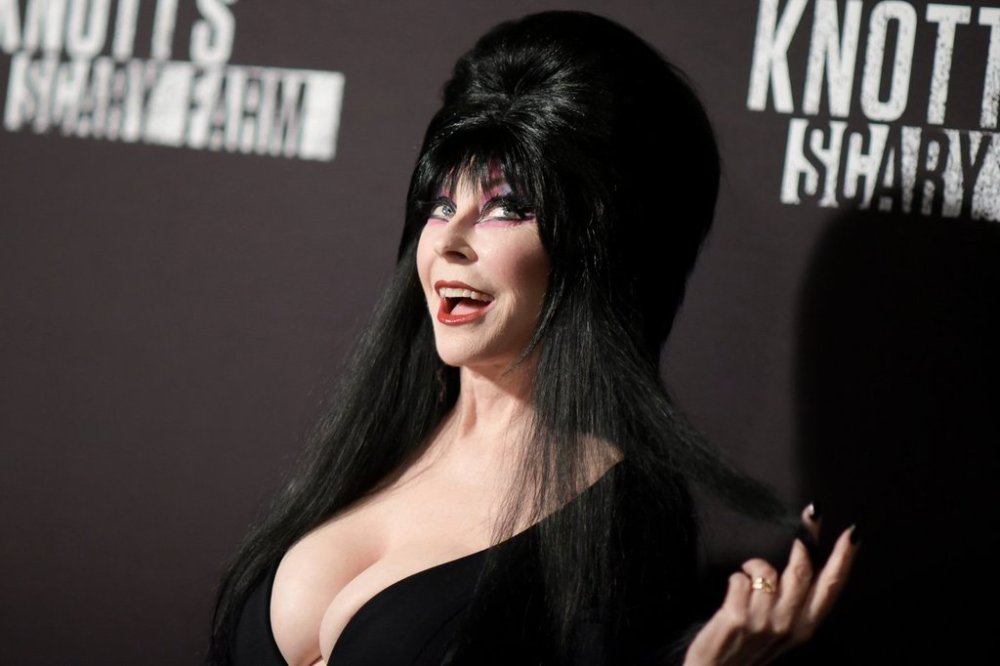 FILE - Cassandra Peterson appears at the 2016 Knott's Scary Farm Black Carpet Event at Knott's Berry Farm in Buena Park, Calif., on Sept. 30, 2016, (Photo by Richard Shotwell/Invision/AP, File)