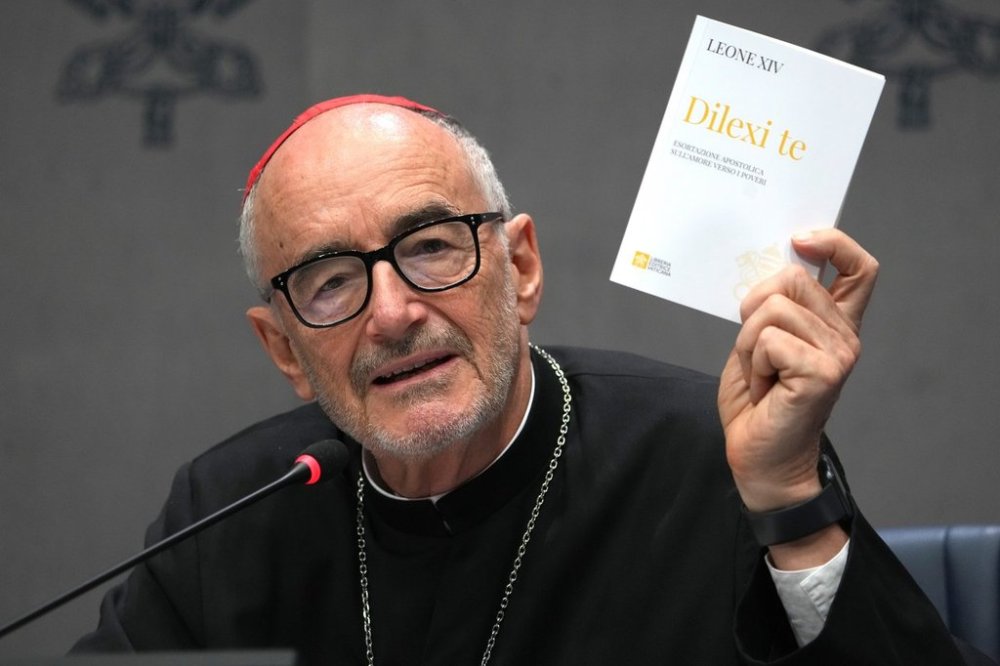 Cardinal Michael Czerny attends a press conference at the Vatican to present Pope Leo XIV's exhortation