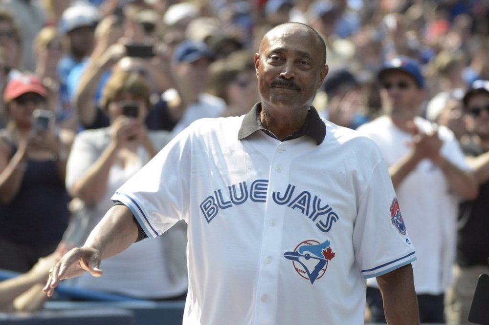 Cito Gaston, manager of the 1992 and 1993 World Series-winning Toronto Blue Jays teams acknowledges the crowd on the 25th anniversary of their back-to-back championships before the game against the Tampa Bay Rays at Rogers Centre Saturday August 11, 2018 in Toronto. THE CANADIAN PRESS/Jon Blacker
