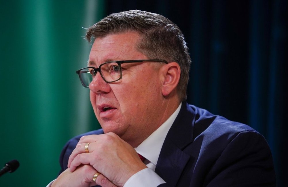 Saskatchewan Premier Scott Moe speaks during a press conference before the Speech from the Throne, in Regina, on Wednesday, Oct. 22, 2025. THE CANADIAN PRESS/Heywood Yu