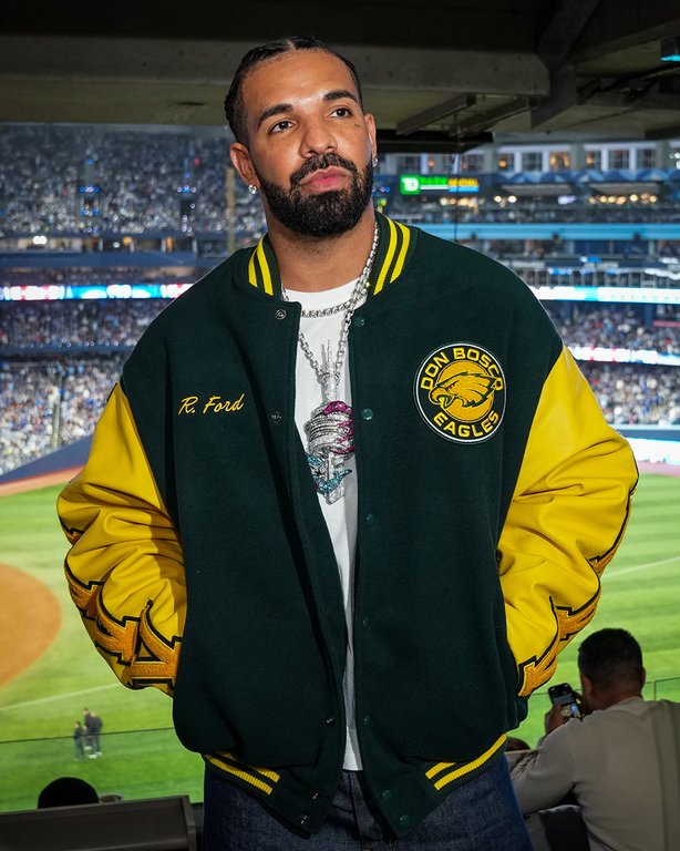 Drake is seen in this handout photo from Major League Baseball's X account, at Game 1 of the 2025 World Series between the Toronto Blue Jays and the Los Angeles Dodgers, in Toronto, on Friday, Oct. 24, 2025. THE CANADIAN PRESS/Handout - X, @MLB (Mandatory Credit)